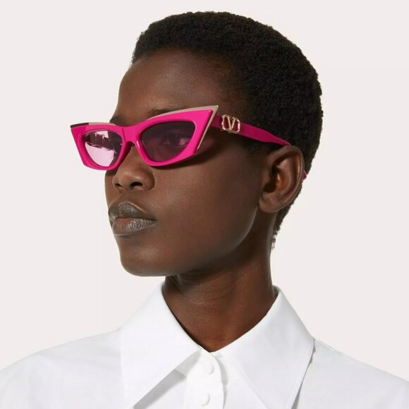 Valentino Women BRAND NEW Sunglasses Pink Gold Cat Eye V - GOLDCUT - I VLS-113C - Picture 2 of 11